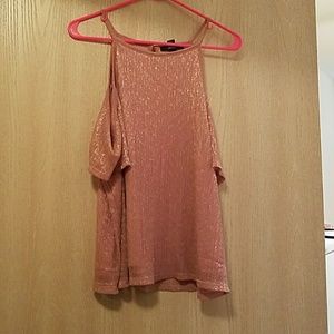 Off the shoulder shimmery pink top